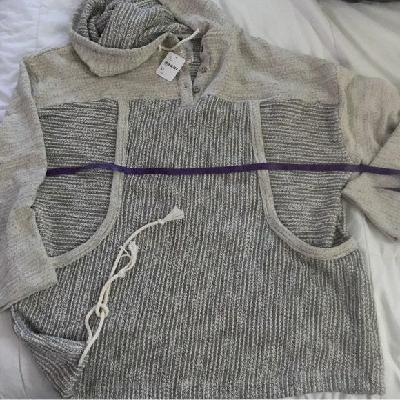 NWT Free People FP Beach Baja Babe Very Oversized Hooded Pullover in Ivory-Rare - Picture 5 of 9